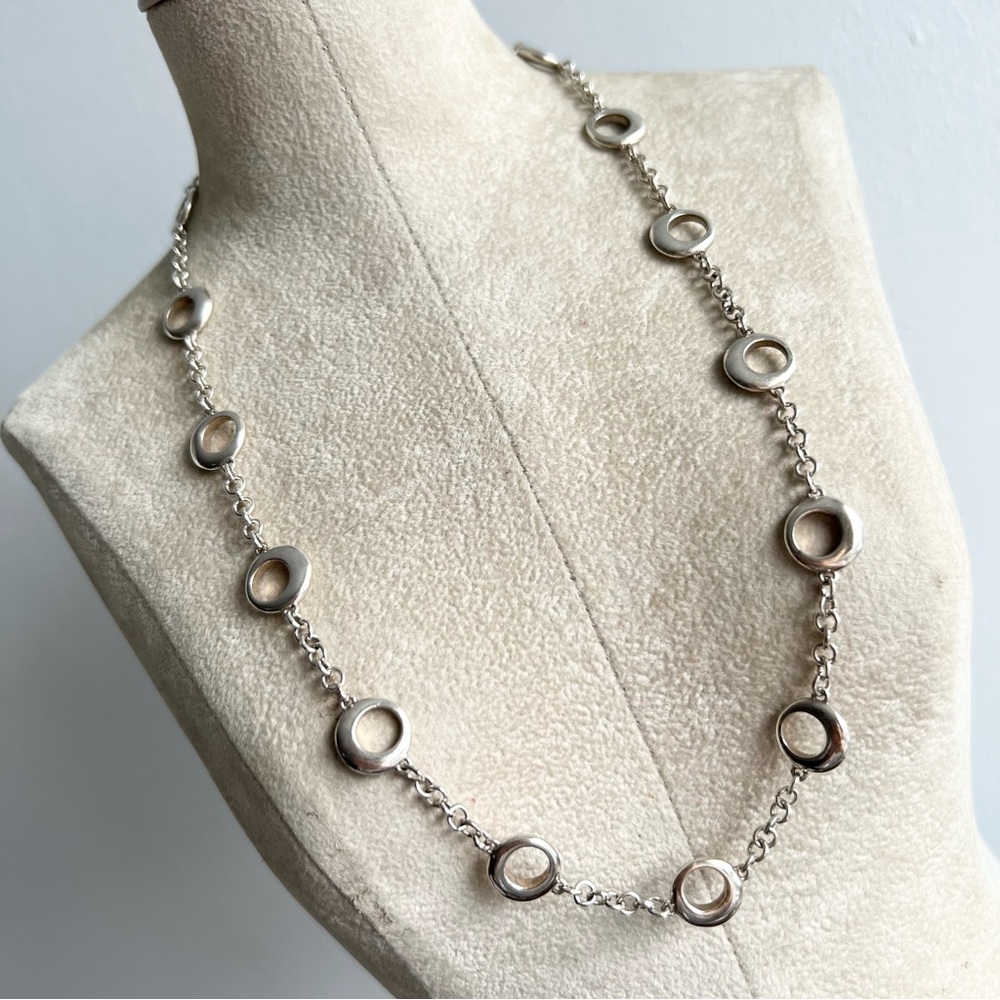 Solid Sterling Silver Circle Necklace - image 2